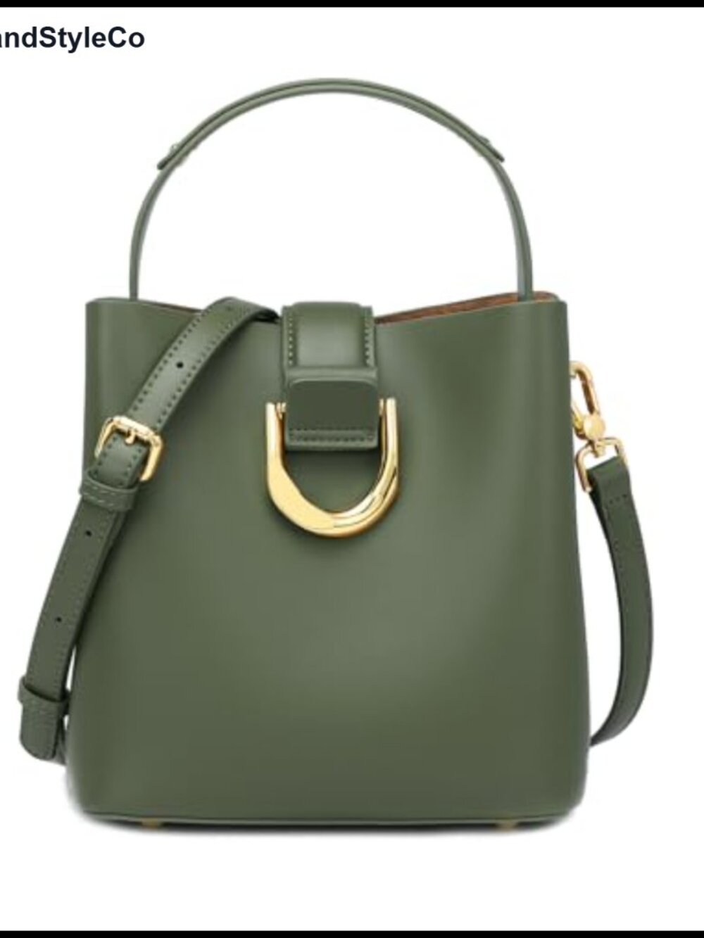 Genuine Leather Bucket Bag Shoulder Handbag Purse for Women